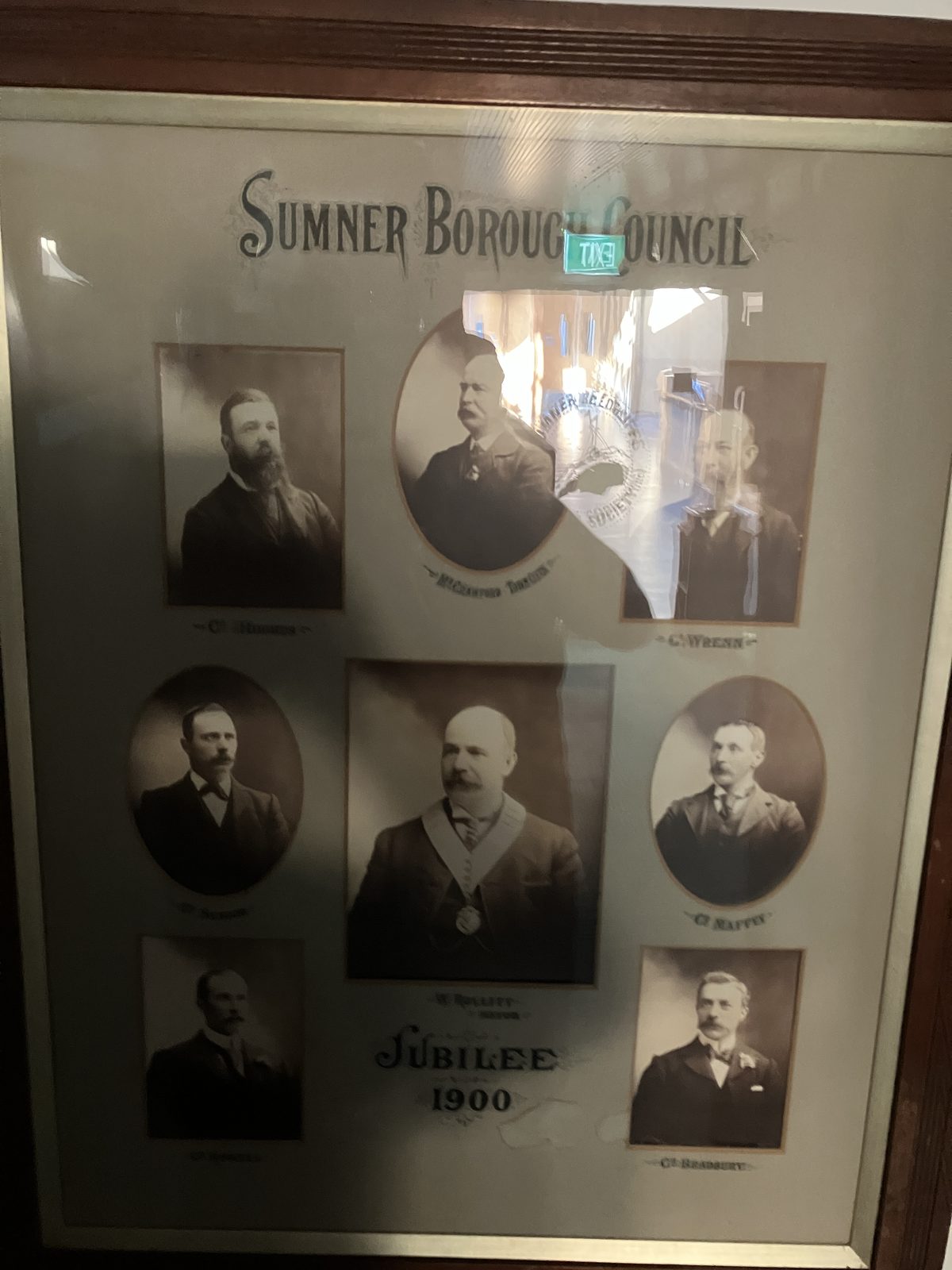 Framed photograph board of the Sumner Borough Council jubilee, 1900