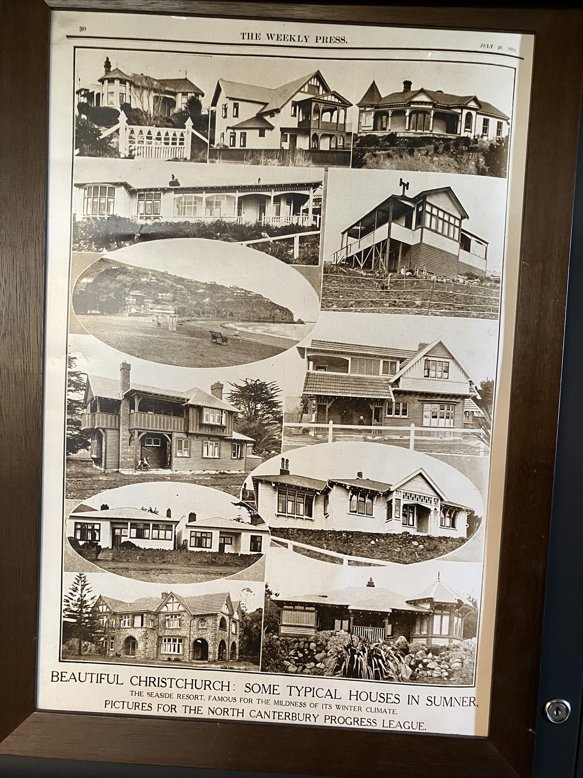 Framed Weekly Press page: Beautiful Christchurch — some typical houses in Sumner